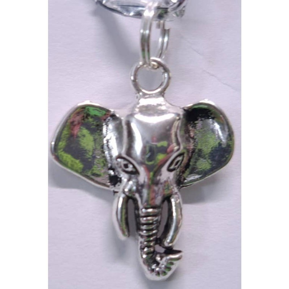 New Handmade Elephant Head Charm Pendant Silver Tone Mastadon Pachyderm Jewelry